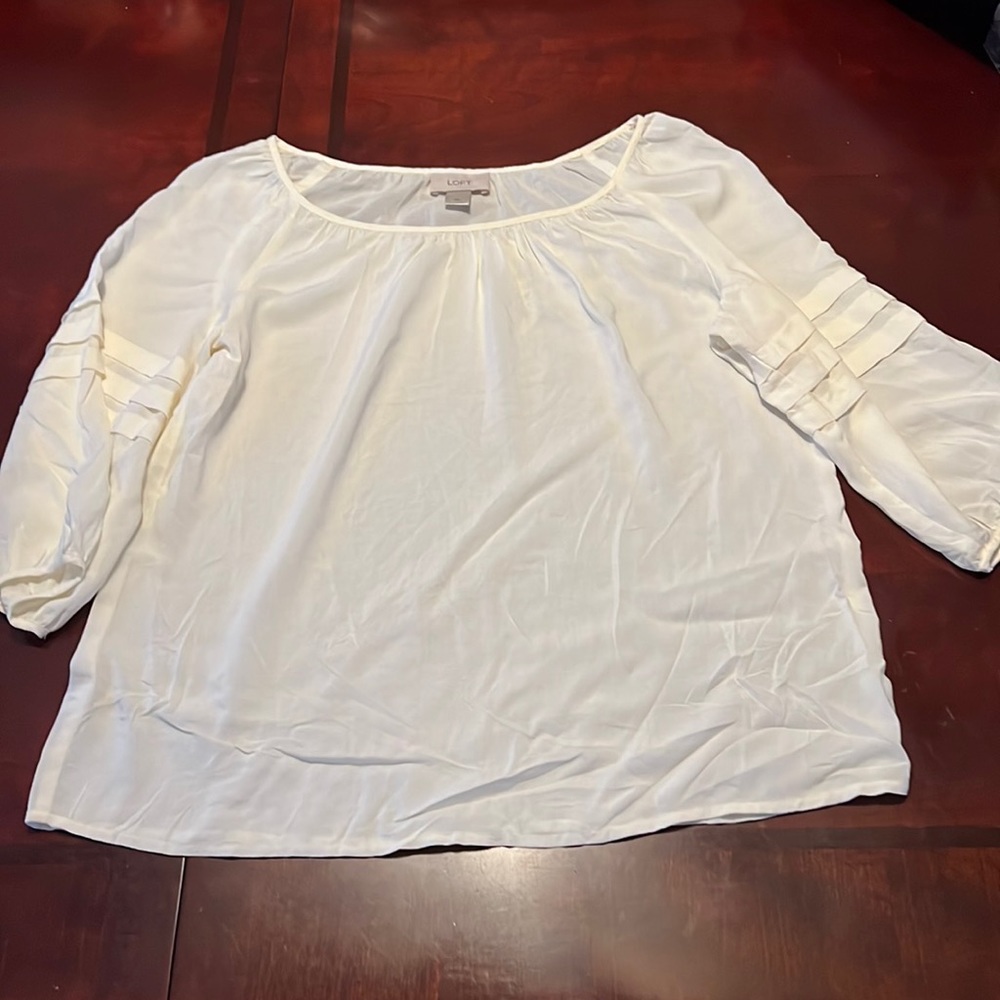 Loft off white sheer blouse 3/4 sleeves, sz XS